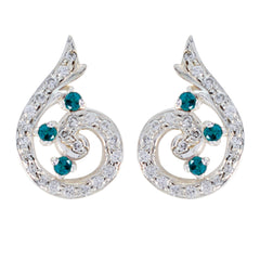 Multi-CZ-Korean-Anna-multiple-Stud-multicolor-925-Sterling-Silver-Earring