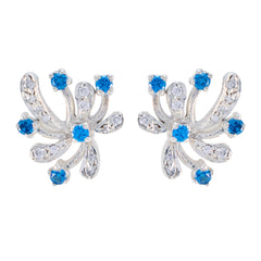 Multi-CZ-Japanese-Aria-multiple-Stud-multicolor-92.5-Silver-Earring
