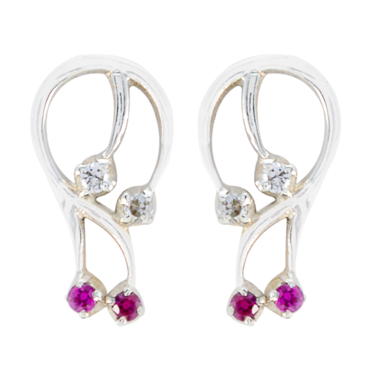 Multi-CZ-Turkish-Audrey-multiple-Stud-multicolor-Sterling-Silver-Earring