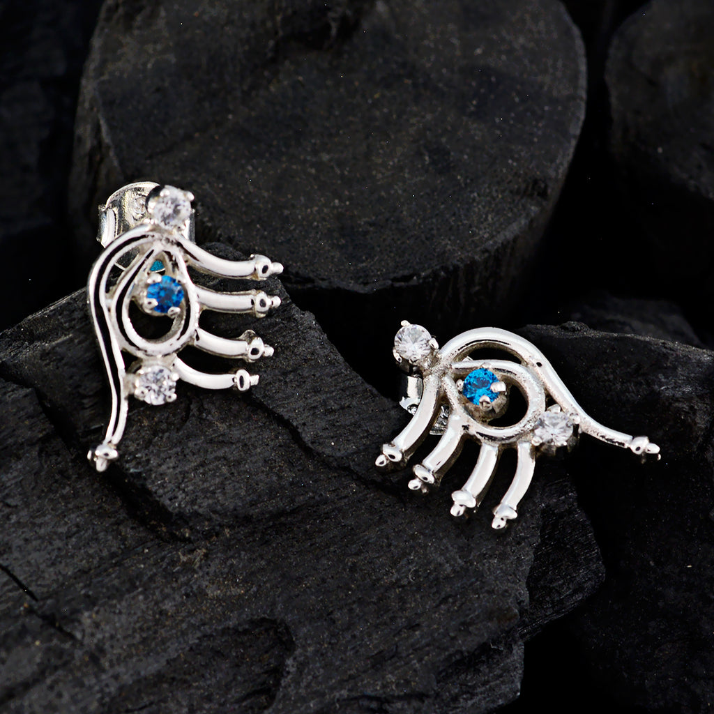 Multi-CZ-Italian-Aurora-multiple-Stud-multicolor-92.5-Silver-Earring