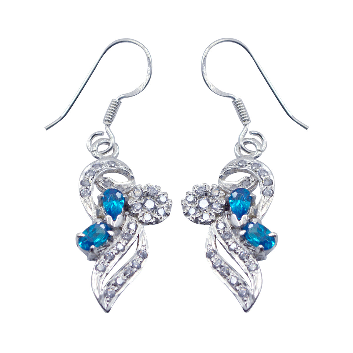 Multi-CZ-Japanese-Ella-multiple-Dangle-multicolor-925-Sterling-Silver-Earring メイン画像