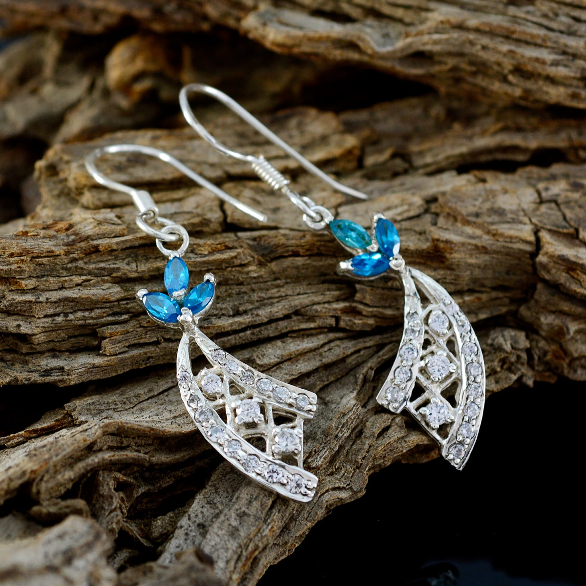 Multi-CZ-Italian-Emilia-multiple-Dangle-multicolor-92.5-Silver-Earring