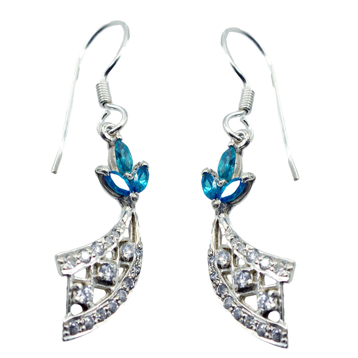 Multi-CZ-Italian-Emilia-multiple-Dangle-multicolor-92.5-Silver-Earring