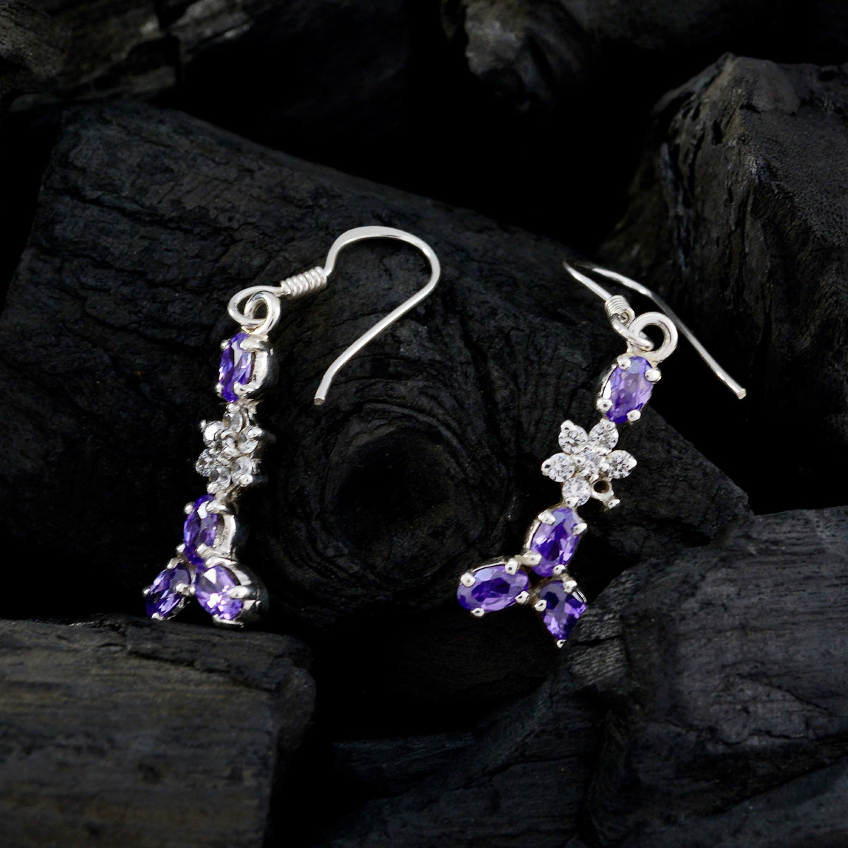 Multi-CZ-Middle-Eastern-Emily-multiple-Dangle-multicolor-925-Silver-Earring