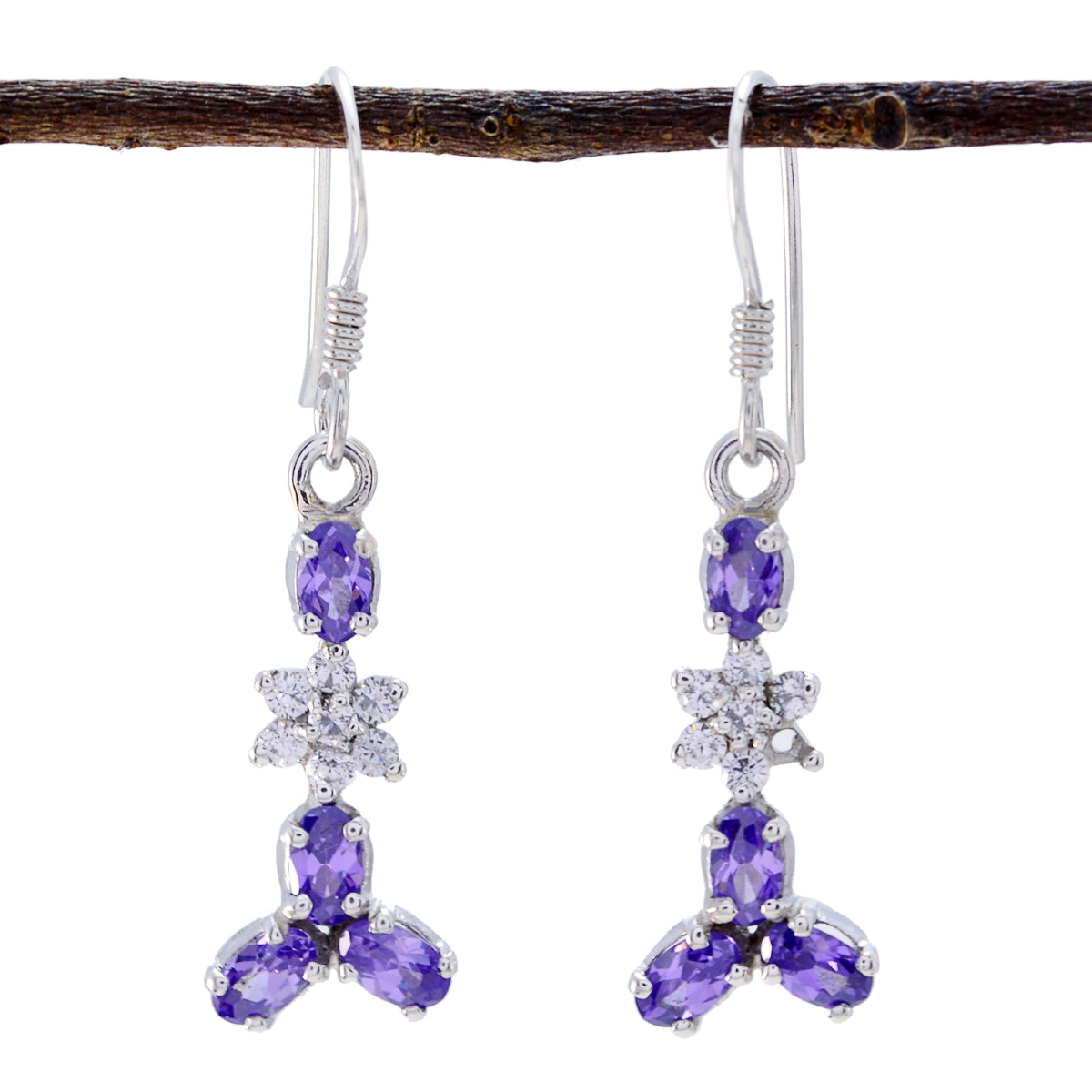 Multi-CZ-Middle-Eastern-Emily-multiple-Dangle-multicolor-925-Silver-Earring