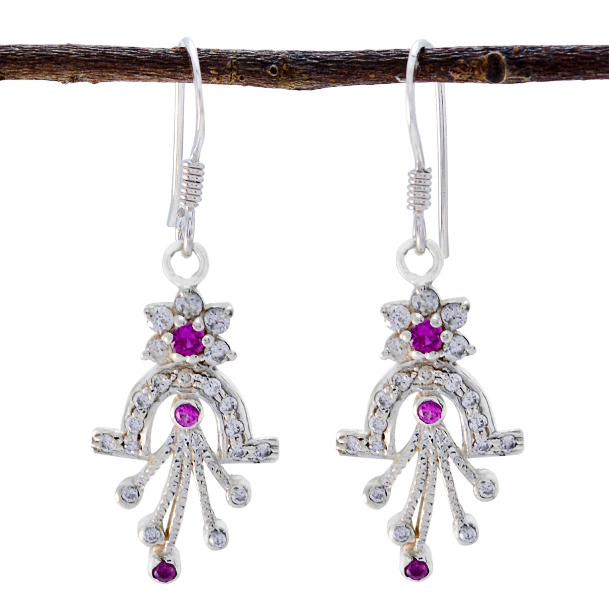 Multi-CZ-Spanish-Yuki-multiple-Dangle-multicolor-92.5-Silver-Earring メイン画像