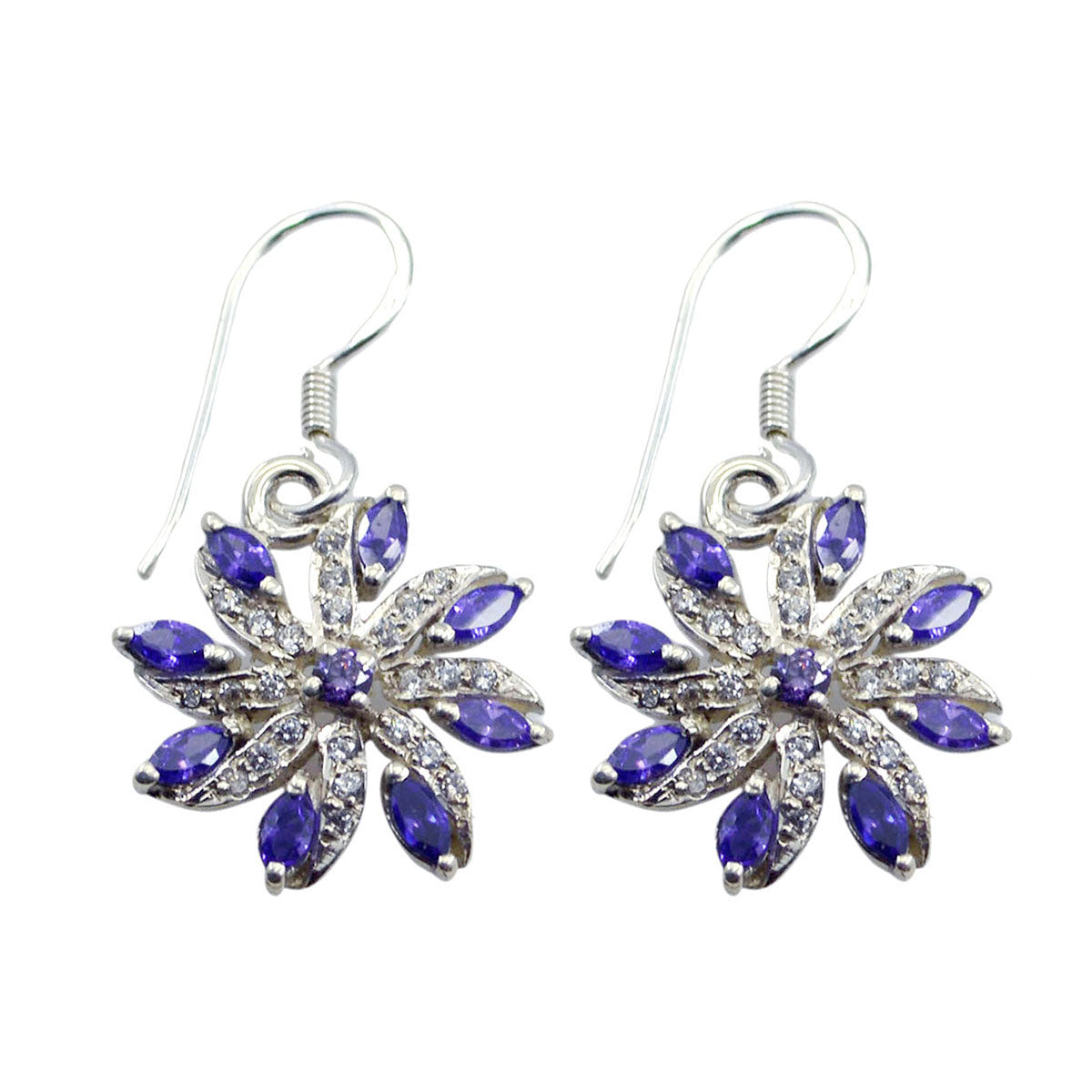Multi-CZ-Middle-Eastern-Ines-multiple-Dangle-multicolor-925-Sterling-Silver-Earring