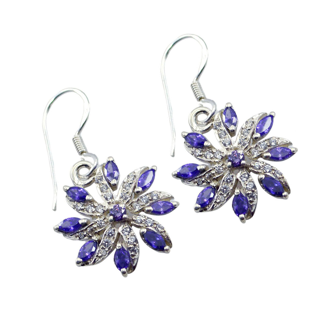 Multi-CZ-Middle-Eastern-Ines-multiple-Dangle-multicolor-925-Sterling-Silver-Earring