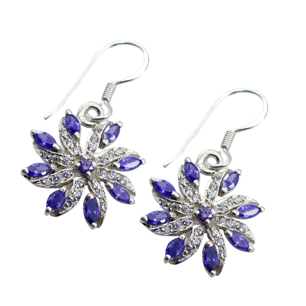 Multi-CZ-Middle-Eastern-Ines-multiple-Dangle-multicolor-925-Sterling-Silver-Earring