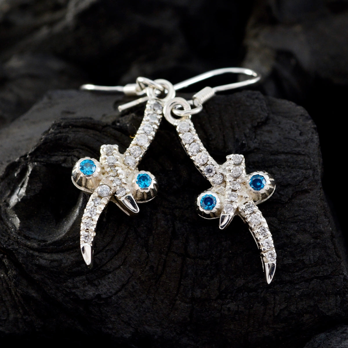 Multi-CZ-Mexican-Emma-multiple-Dangle-multicolor-Silver-Earring