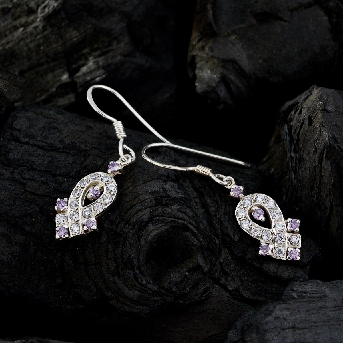 Multi CZ Australian Eva mehrere Dangle mehrfarbige 925 Silber Ohrring Zweitbild