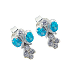 Multi-CZ-Latin-American-Micaela-multiple-Stud-multicolor-Silver-Earring