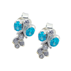 Multi-CZ-Latin-American-Micaela-multiple-Stud-multicolor-Silver-Earring