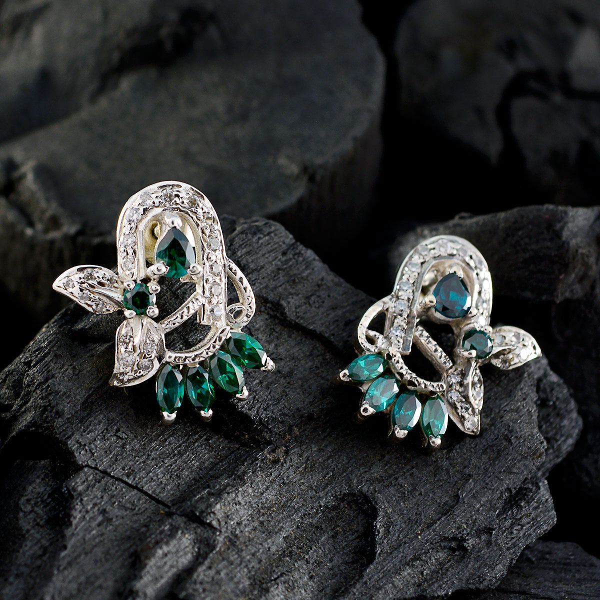 Multi-CZ-French-Milagros-multiple-Stud-multicolor-925-Sterling-Silver-Earring