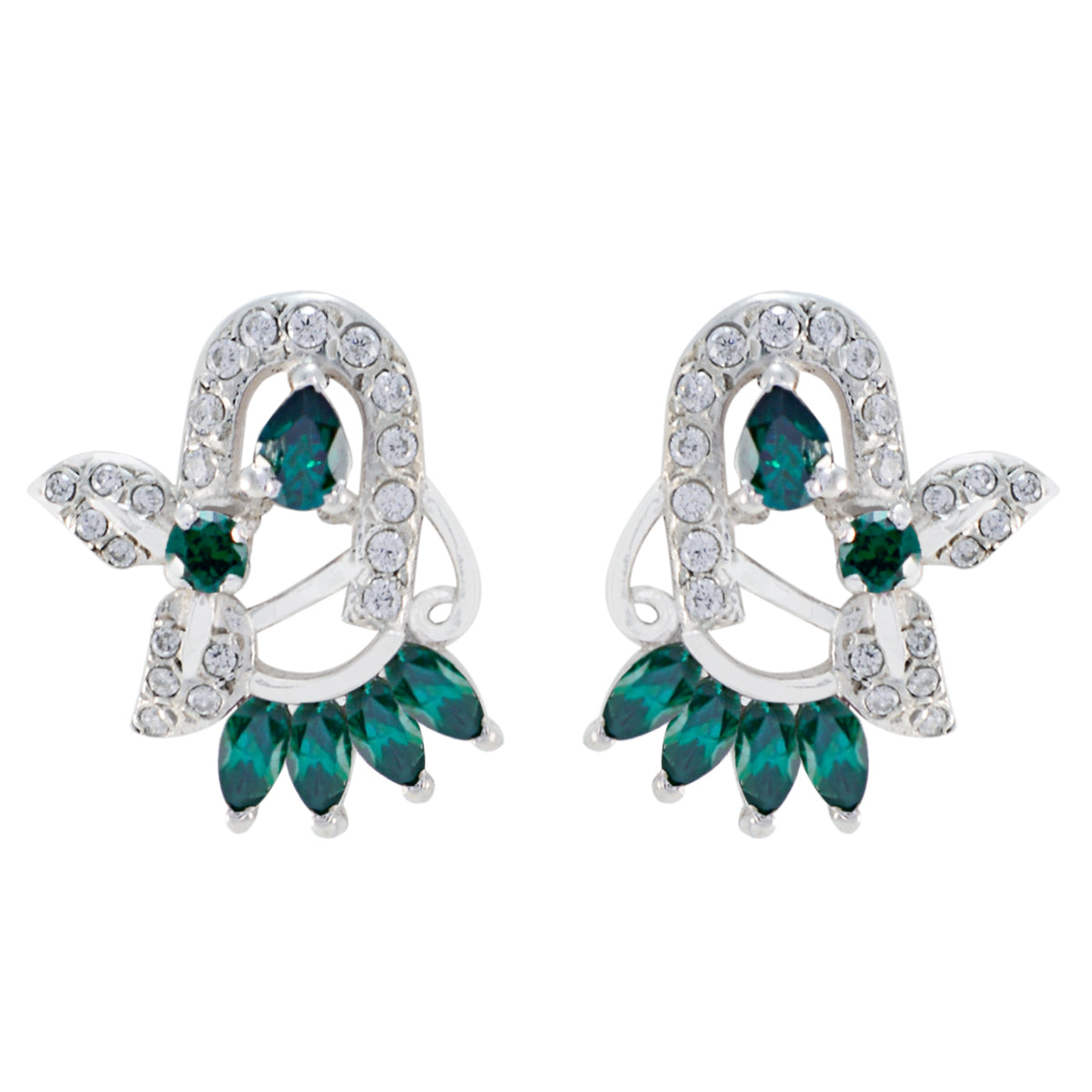 Multi-CZ-French-Milagros-multiple-Stud-multicolor-925-Sterling-Silver-Earring