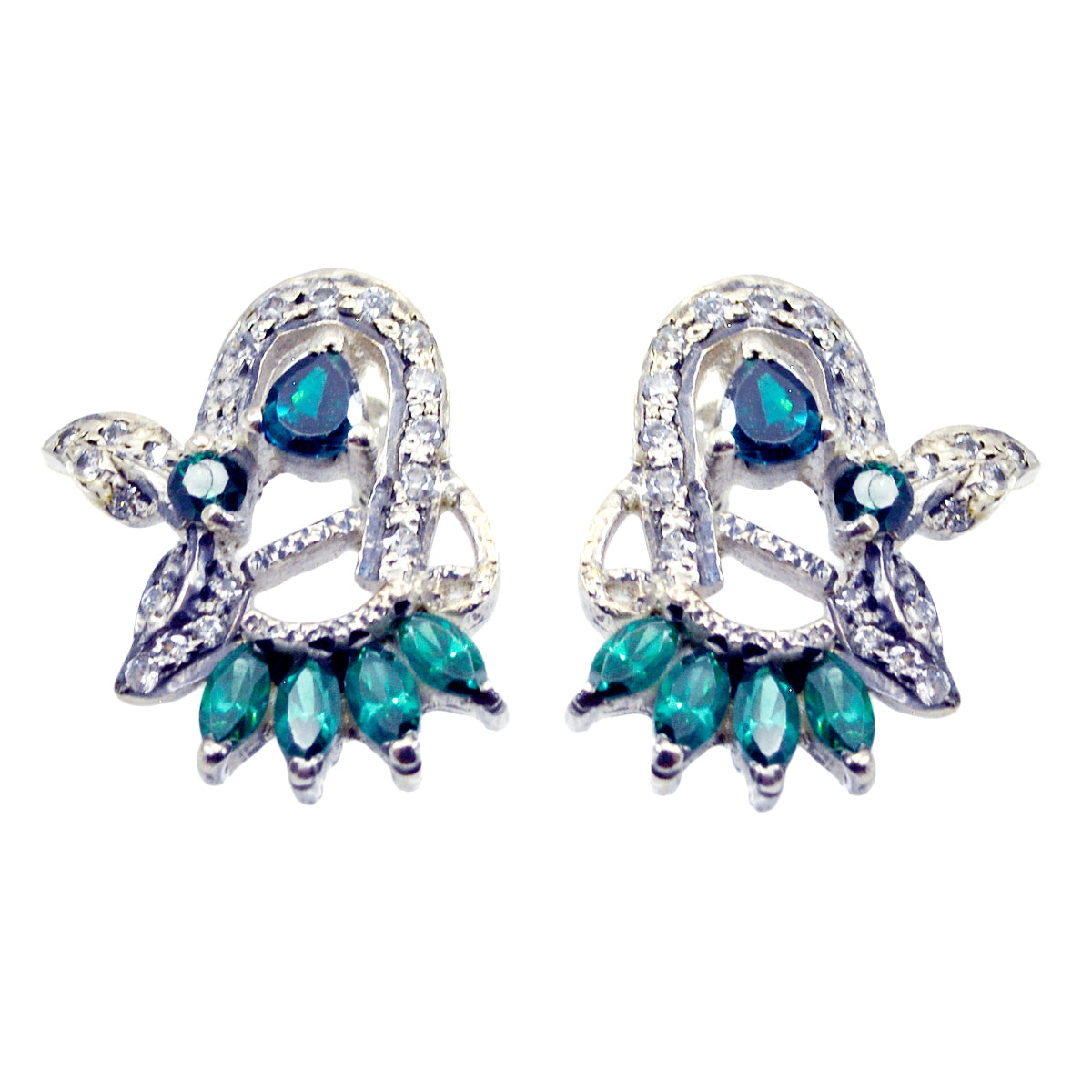 Multi-CZ-French-Milagros-multiple-Stud-multicolor-925-Sterling-Silver-Earring