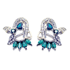 Multi-CZ-French-Milagros-multiple-Stud-multicolor-925-Sterling-Silver-Earring