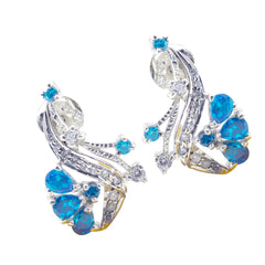 Multi-CZ-American-Freya-multiple-Stud-multicolor-Silver-Earring