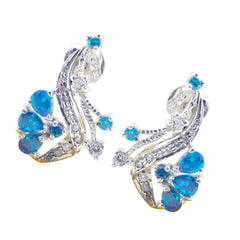 Multi-CZ-American-Freya-multiple-Stud-multicolor-Silver-Earring