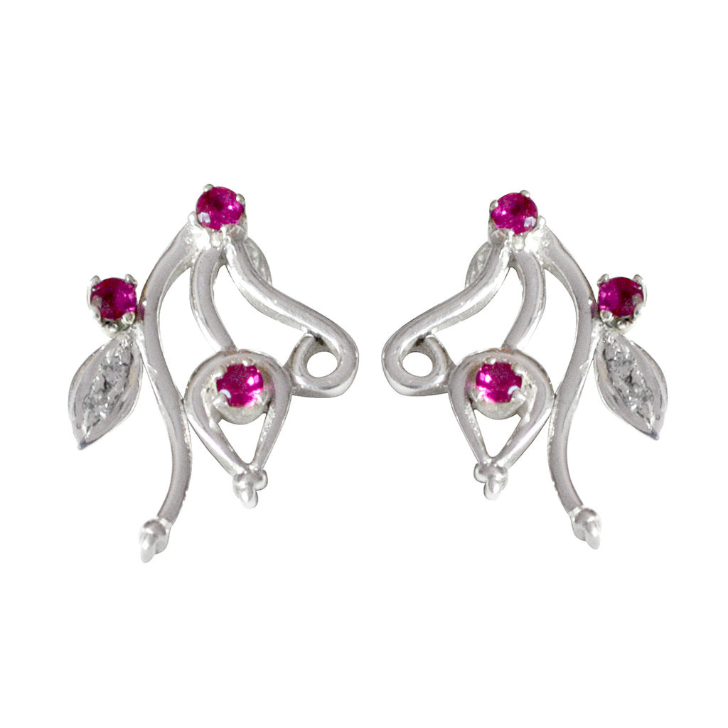 Multi-CZ-African-Nayara-multiple-Stud-multicolor-Silver-Earring