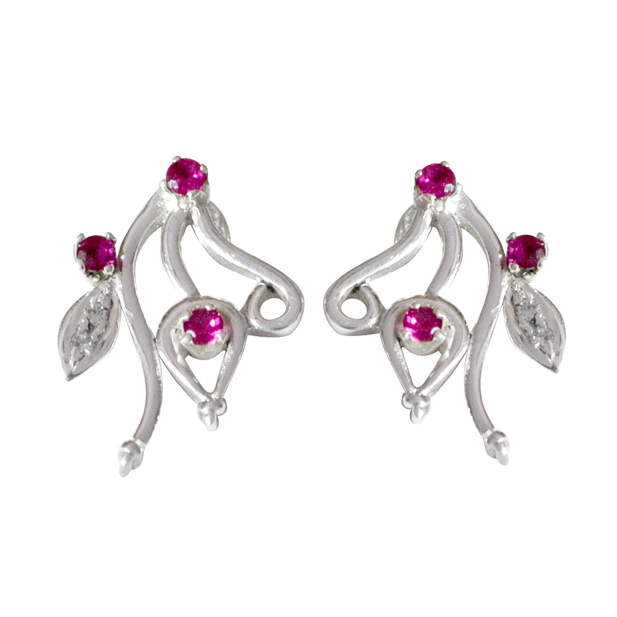 Multi-CZ-African-Nayara-multiple-Stud-multicolor-Silver-Earring