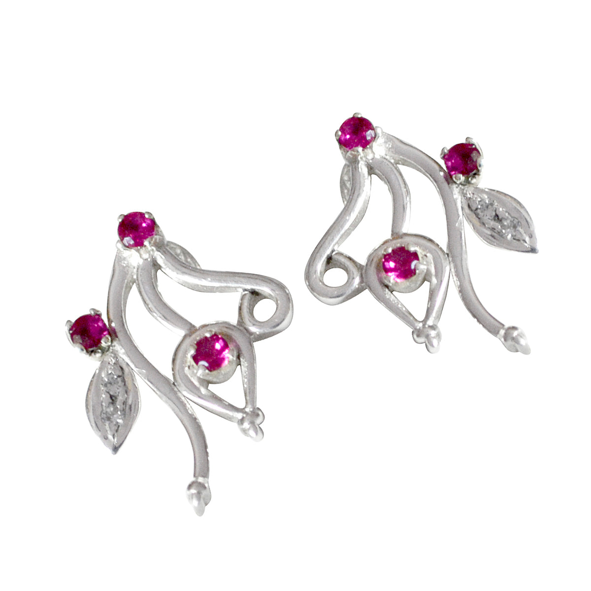 Multi-CZ-African-Nayara-Multiple-Stud-Multicolor-Silber-Ohrring