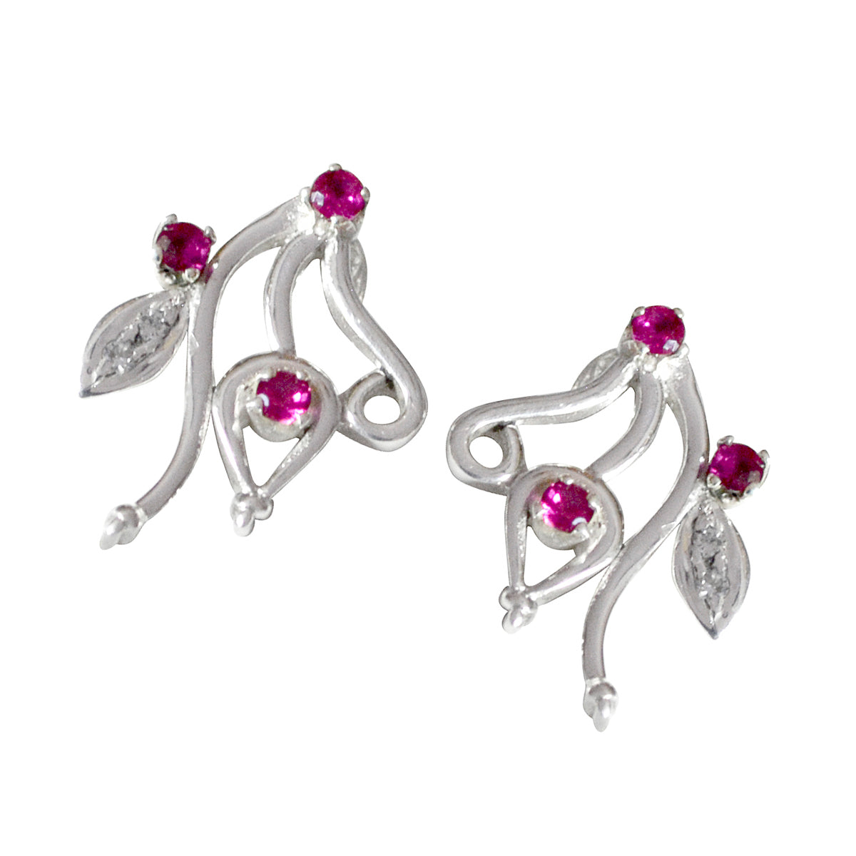 Multi-CZ-African-Nayara-multiple-Stud-multicolor-Silver-Earring