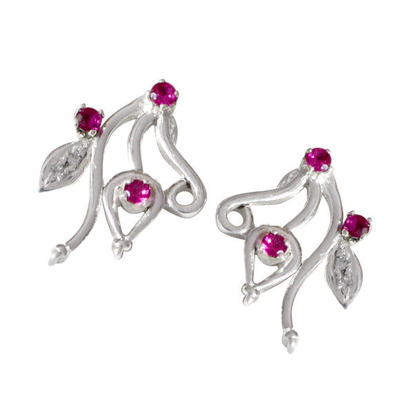 Multi-CZ-African-Nayara-multiple-Stud-multicolor-Silver-Earring