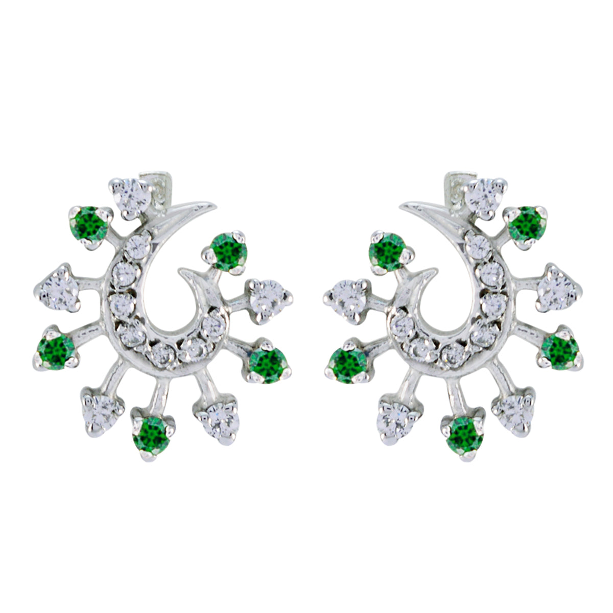 Multi-CZ-Russian-Noelia-multiple-Stud-multicolor-Sterling-Silver-Earring