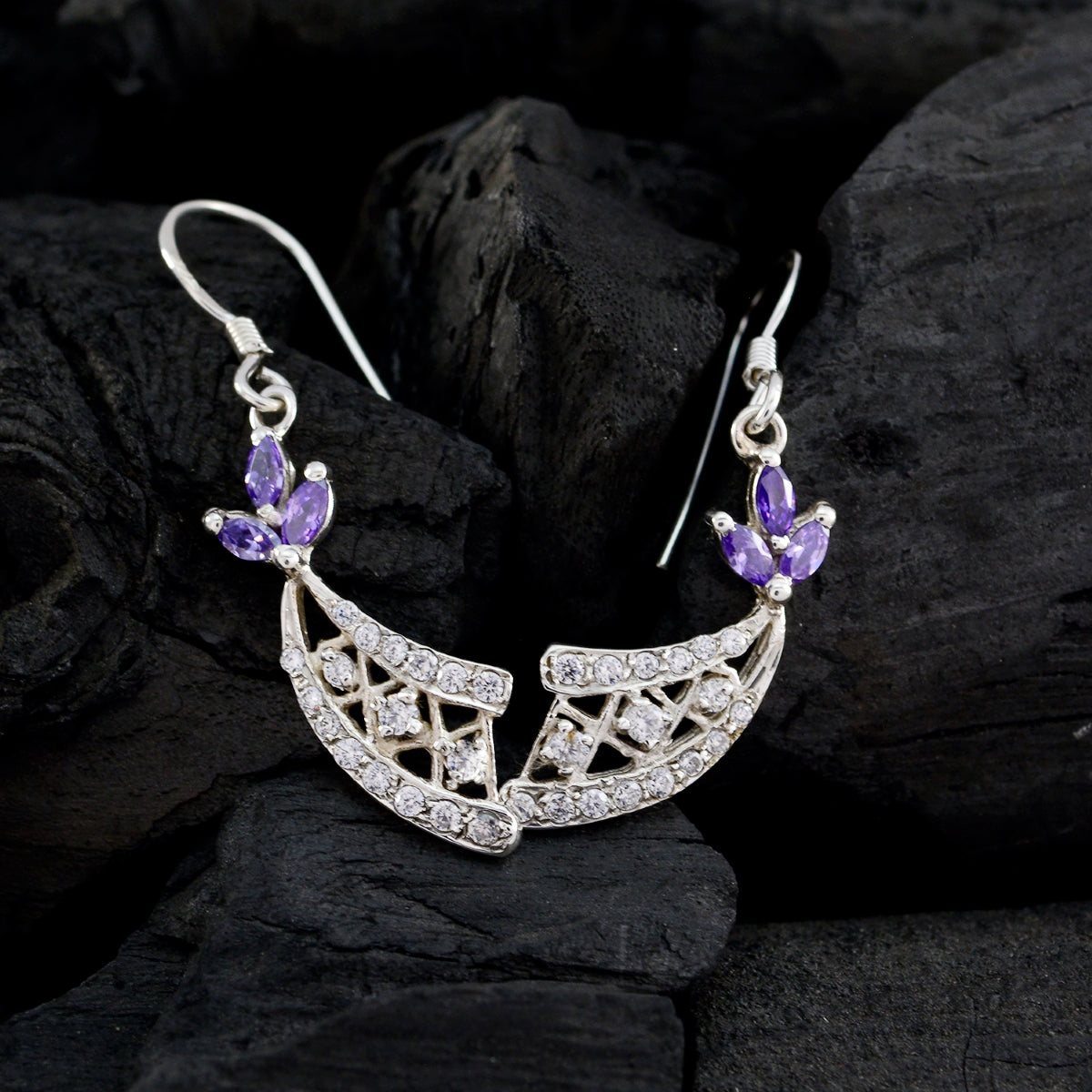 Multi-CZ-Australian-Bella-multiple-Dangle-multicolor-Sterling-Silver-Earring