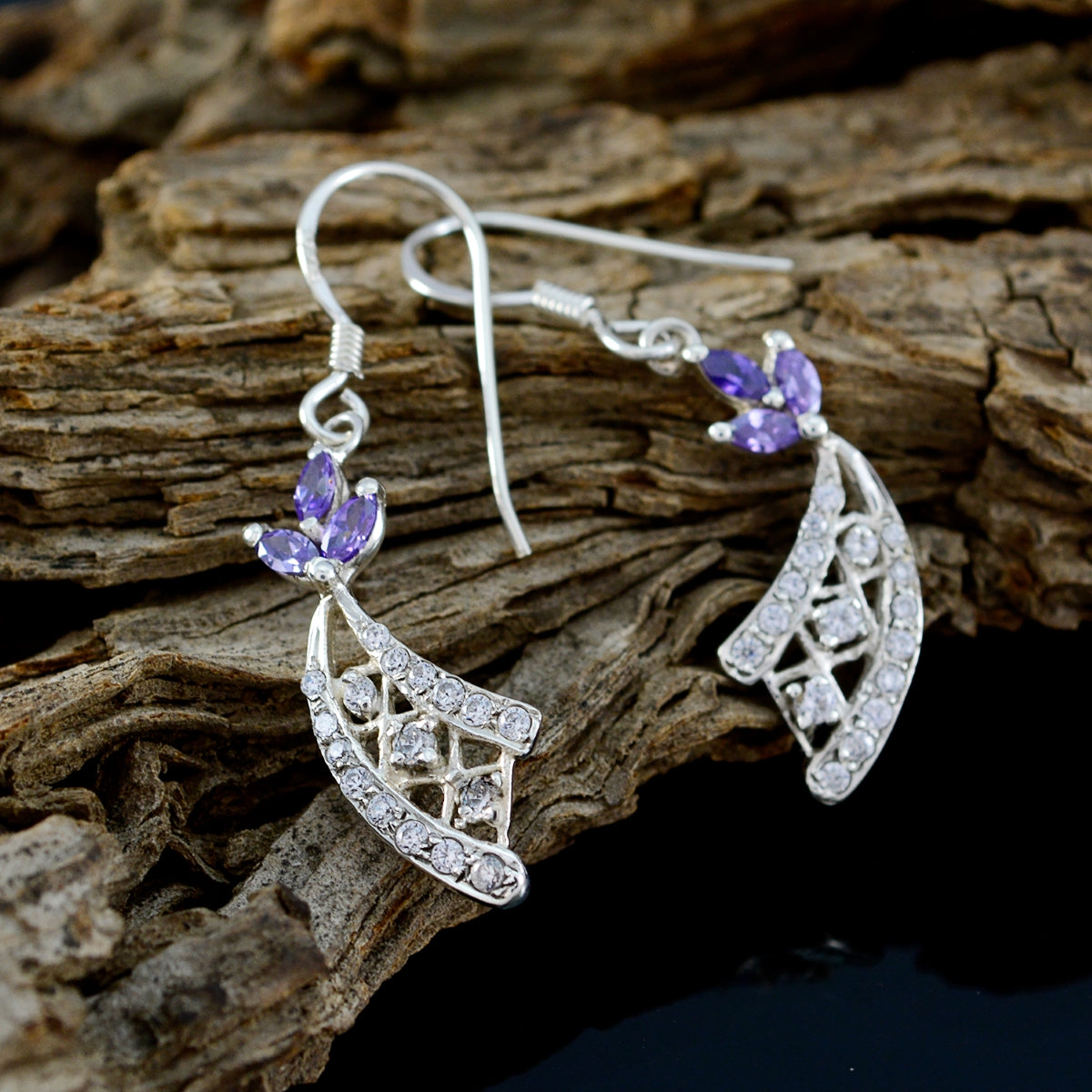 Multi-CZ-Australian-Bella-multiple-Dangle-multicolor-Sterling-Silver-Earring