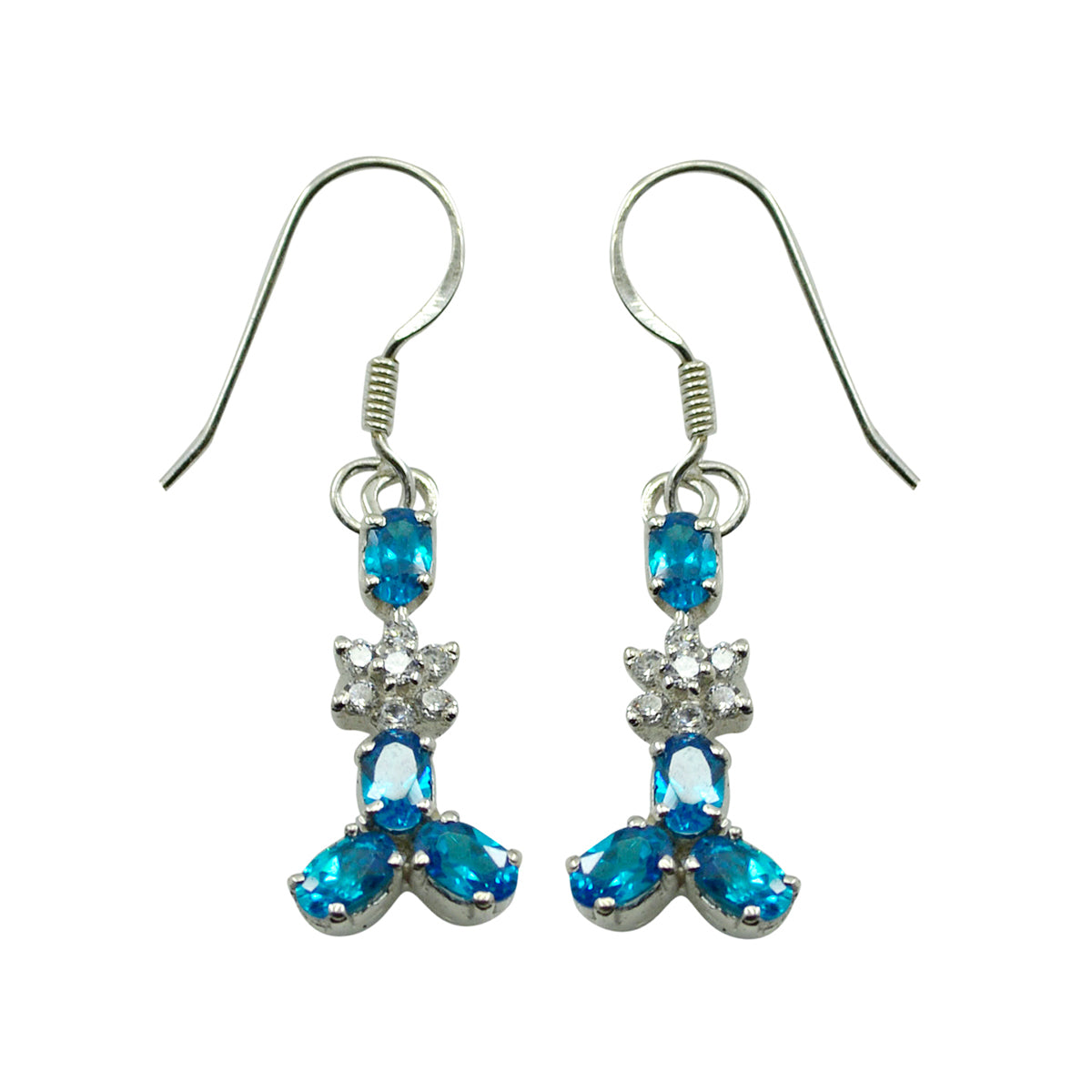 Multi-CZ-Spanish-Bianca-multiple-Dangle-multicolor-Sterling-Silver-Earring