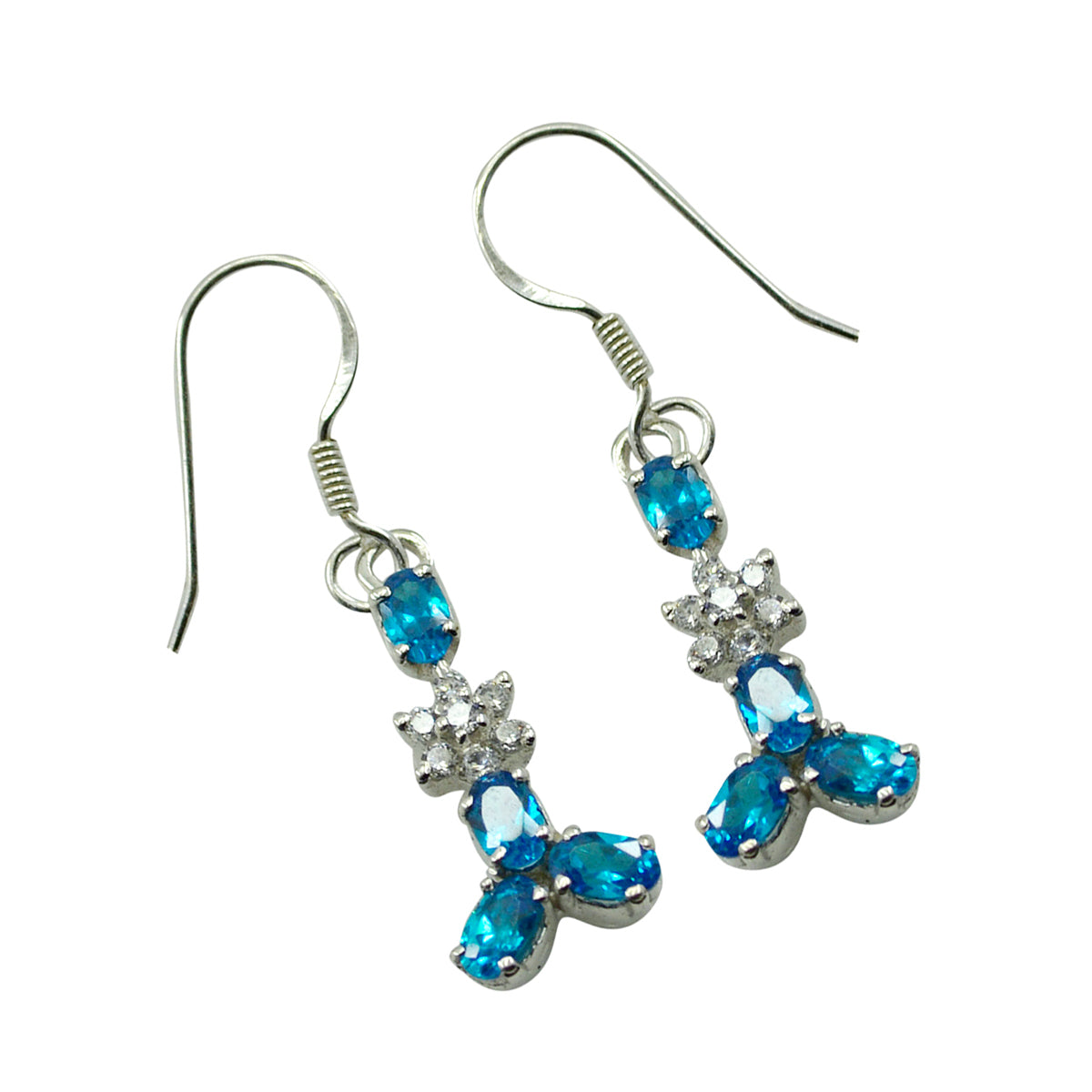 Multi-CZ-Spanish-Bianca-multiple-Dangle-multicolor-Sterling-Silver-Earring