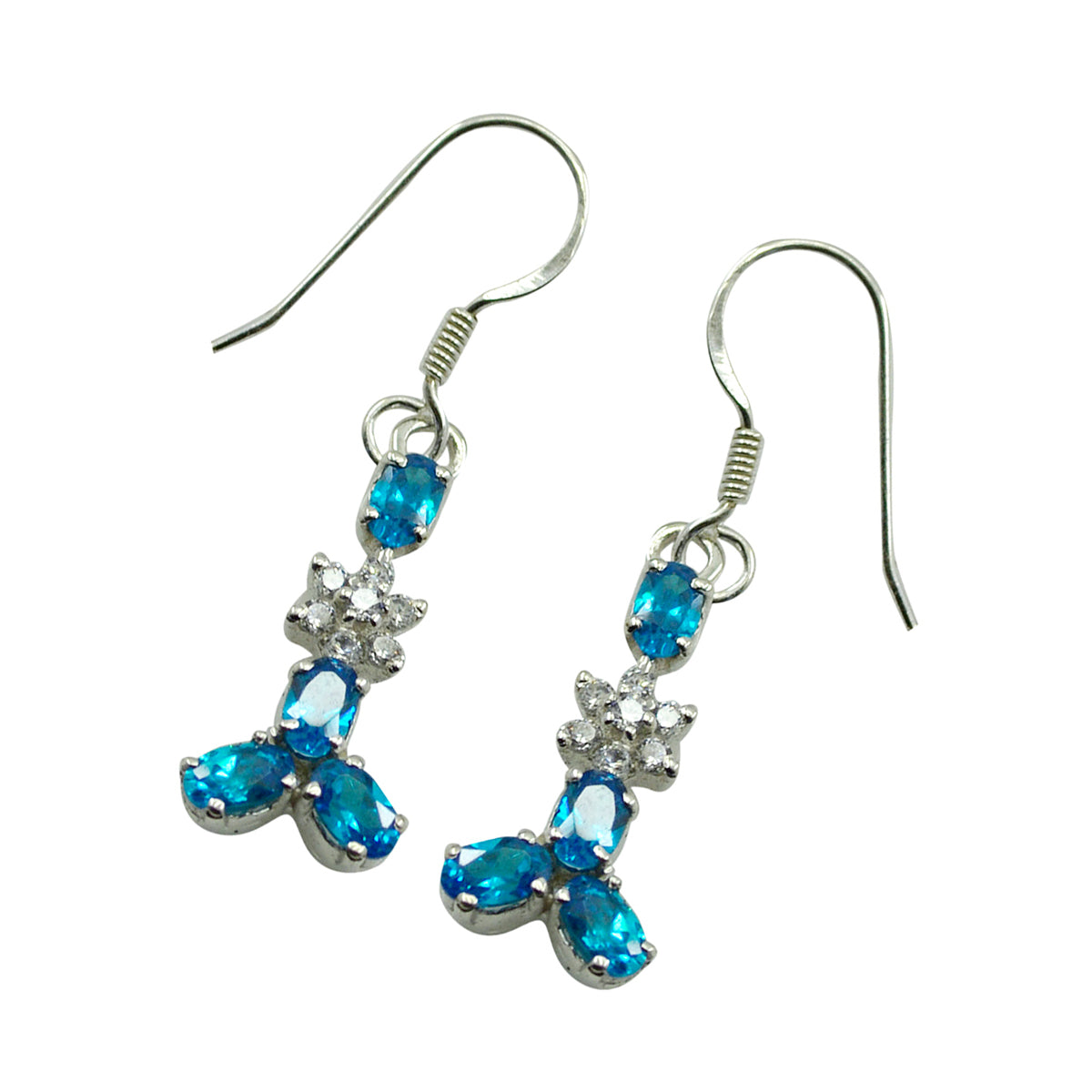 Multi-CZ-Spanish-Bianca-multiple-Dangle-multicolor-Sterling-Silver-Earring