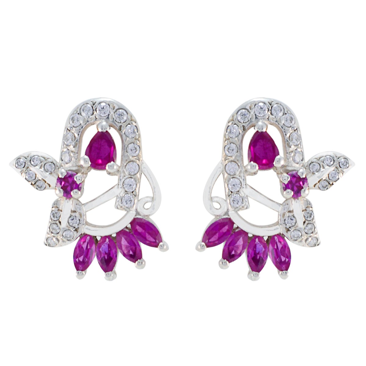 Multi-CZ-French-Camilla-multiple-Stud-multicolor-Silver-Earring