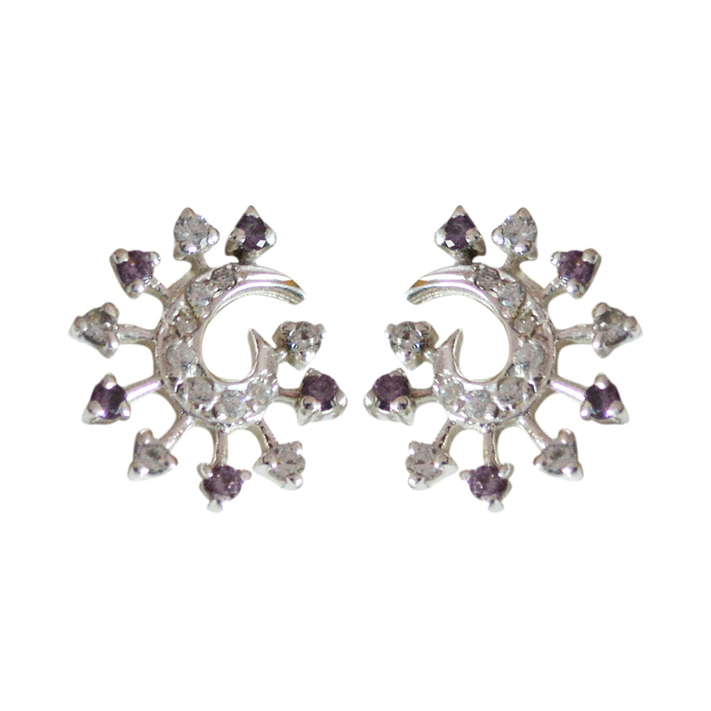 Multi-CZ-German-Charlotte-multiple-Stud-multicolor-92.5-Silver-Earring