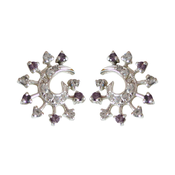 Multi-CZ-German-Charlotte-multiple-Stud-multicolor-92.5-Silver-Earring