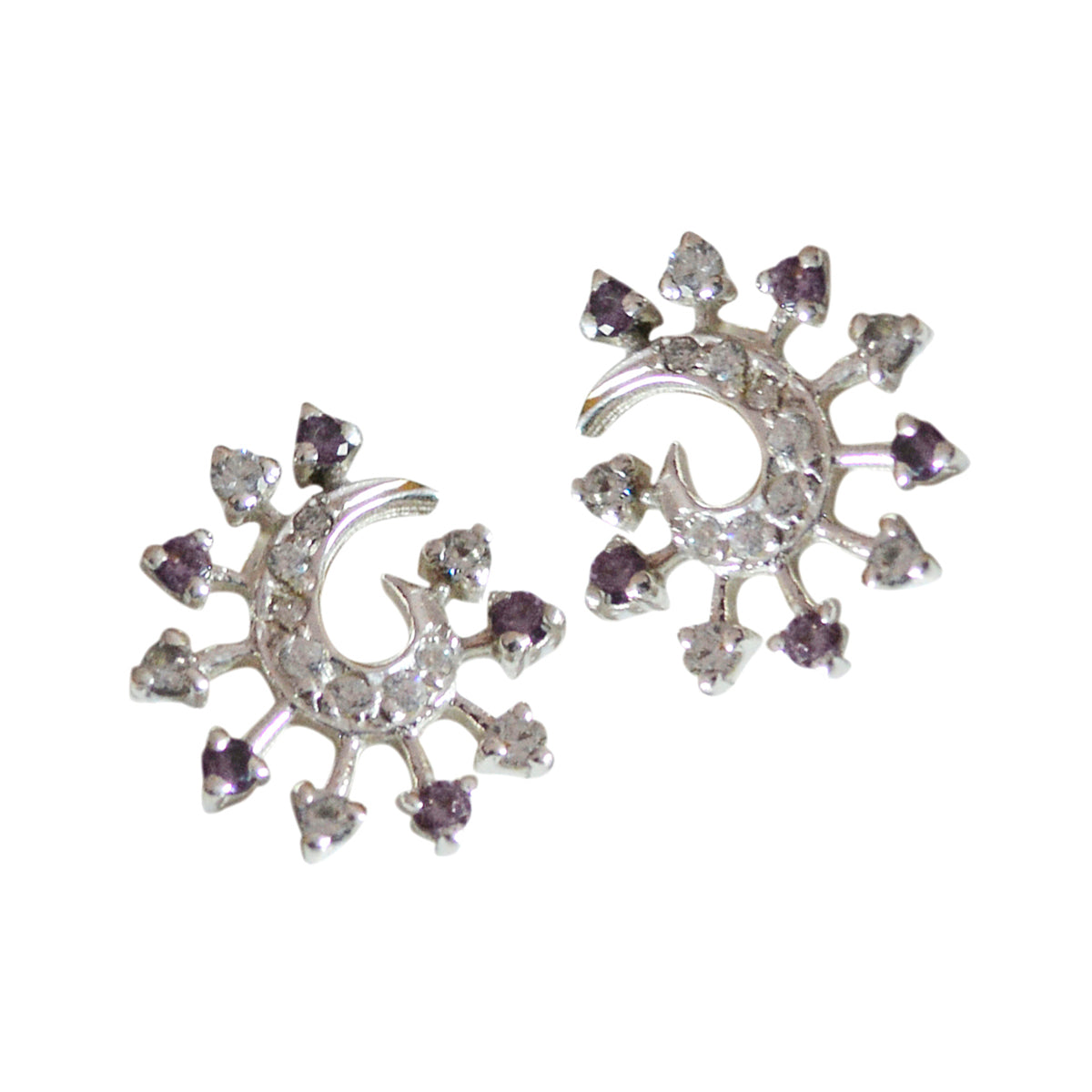 Multi-CZ-German-Charlotte-multiple-Stud-multicolor-92.5-Silver-Earring