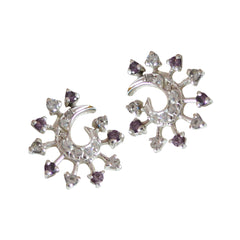Multi-CZ-German-Charlotte-multiple-Stud-multicolor-92.5-Silver-Earring