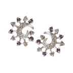 Multi-CZ-German-Charlotte-multiple-Stud-multicolor-92.5-Silver-Earring