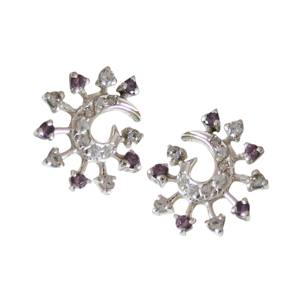 Multi-CZ-German-Charlotte-multiple-Stud-multicolor-92.5-Silver-Earring