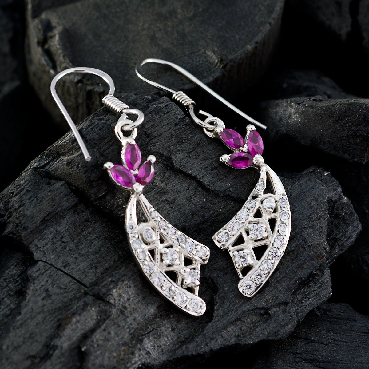 Multi-CZ-African-Chloe-multiple-Dangle-multicolor-925-Silver-Earring