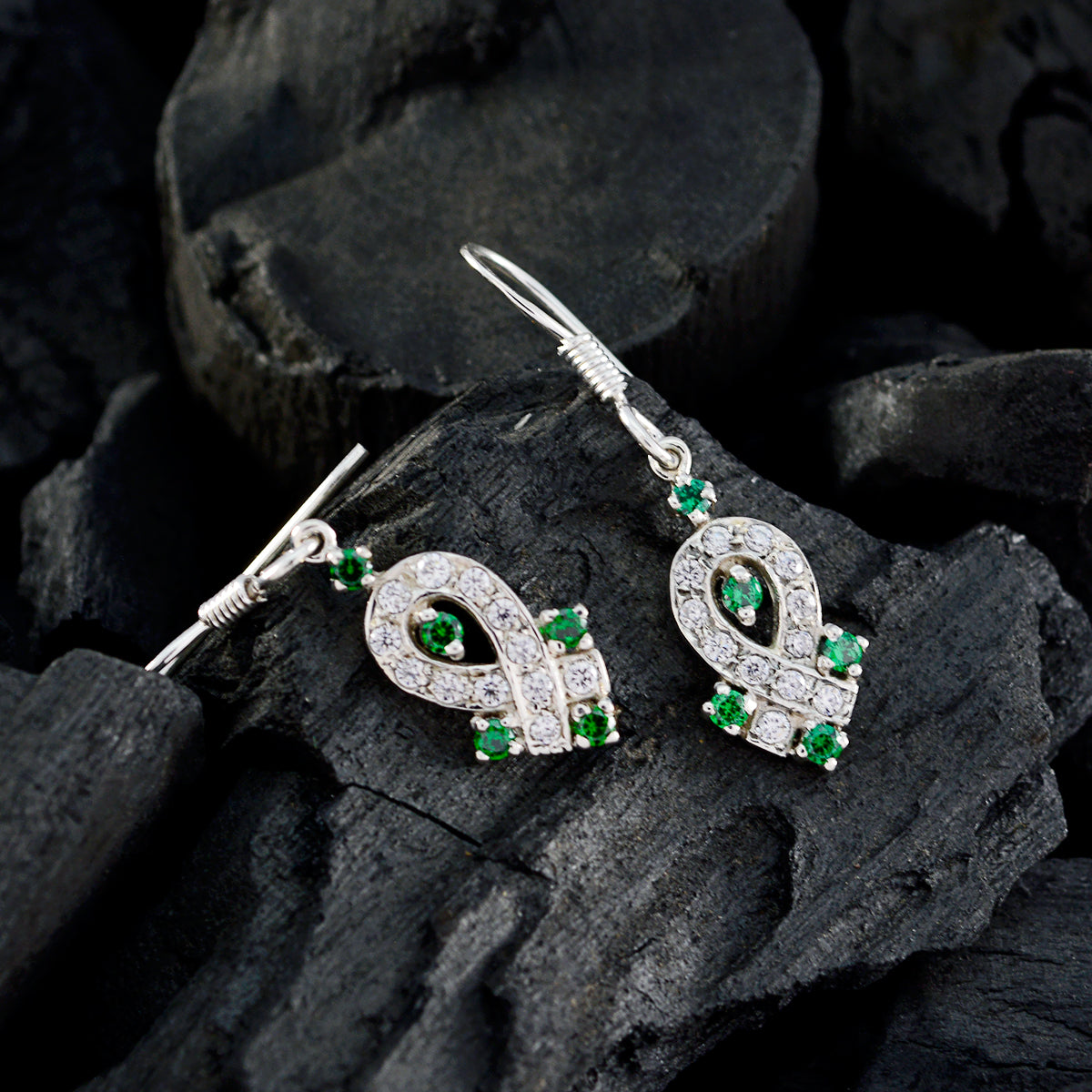 Multi-CZ-Russian-Claire-multiple-Dangle-multicolor-925-Sterling-Silver-Earring