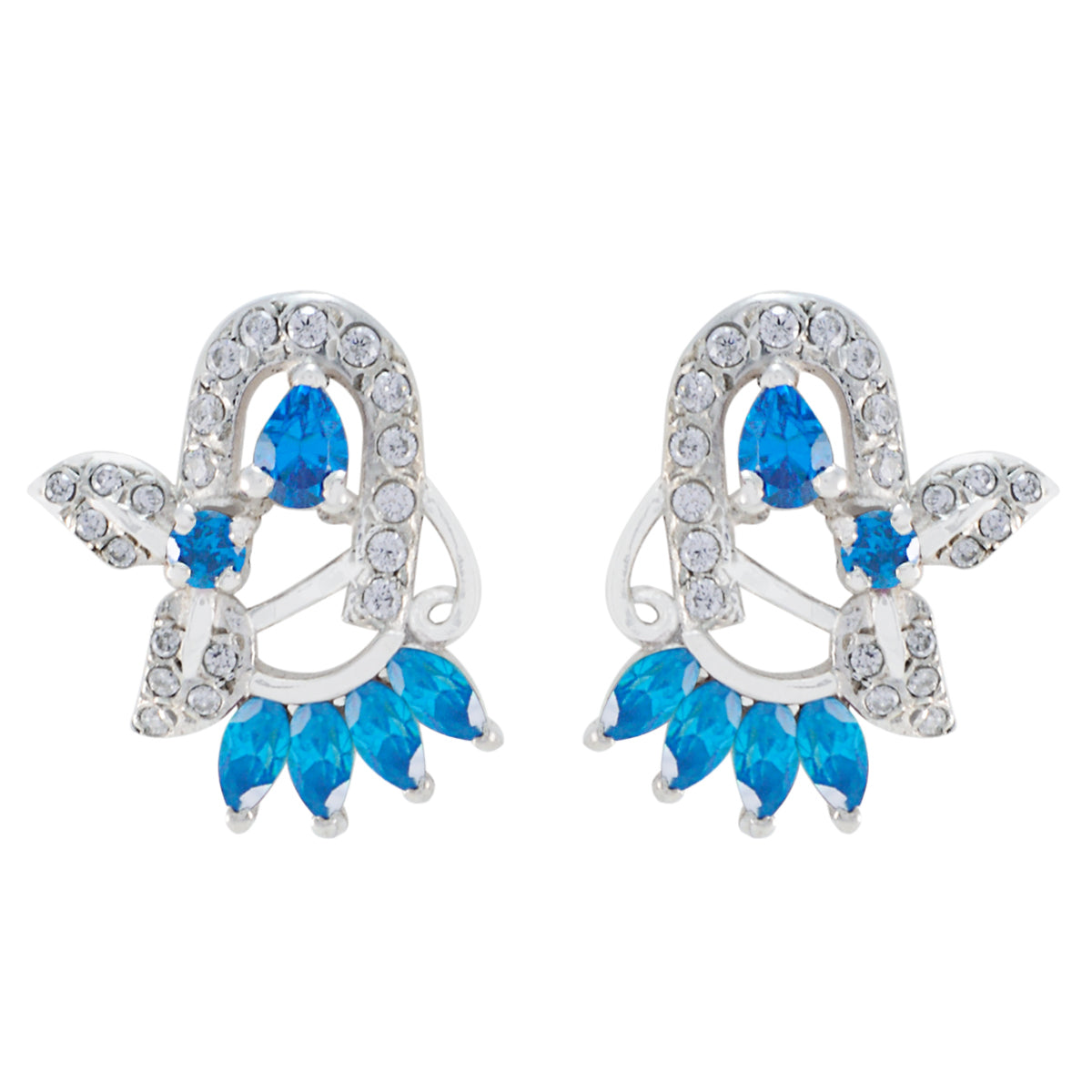 Multi-CZ-Moroccan-Clara-multiple-Stud-multicolor-Sterling-Silver-Earring