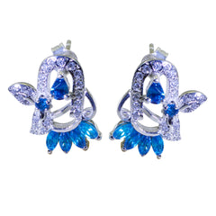 Multi-CZ-Moroccan-Clara-multiple-Stud-multicolor-Sterling-Silver-Earring