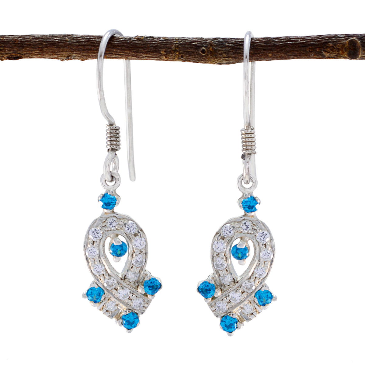 Multi-CZ-American-Elena-multiple-Dangle-multicolor-Silver-Earring メイン画像