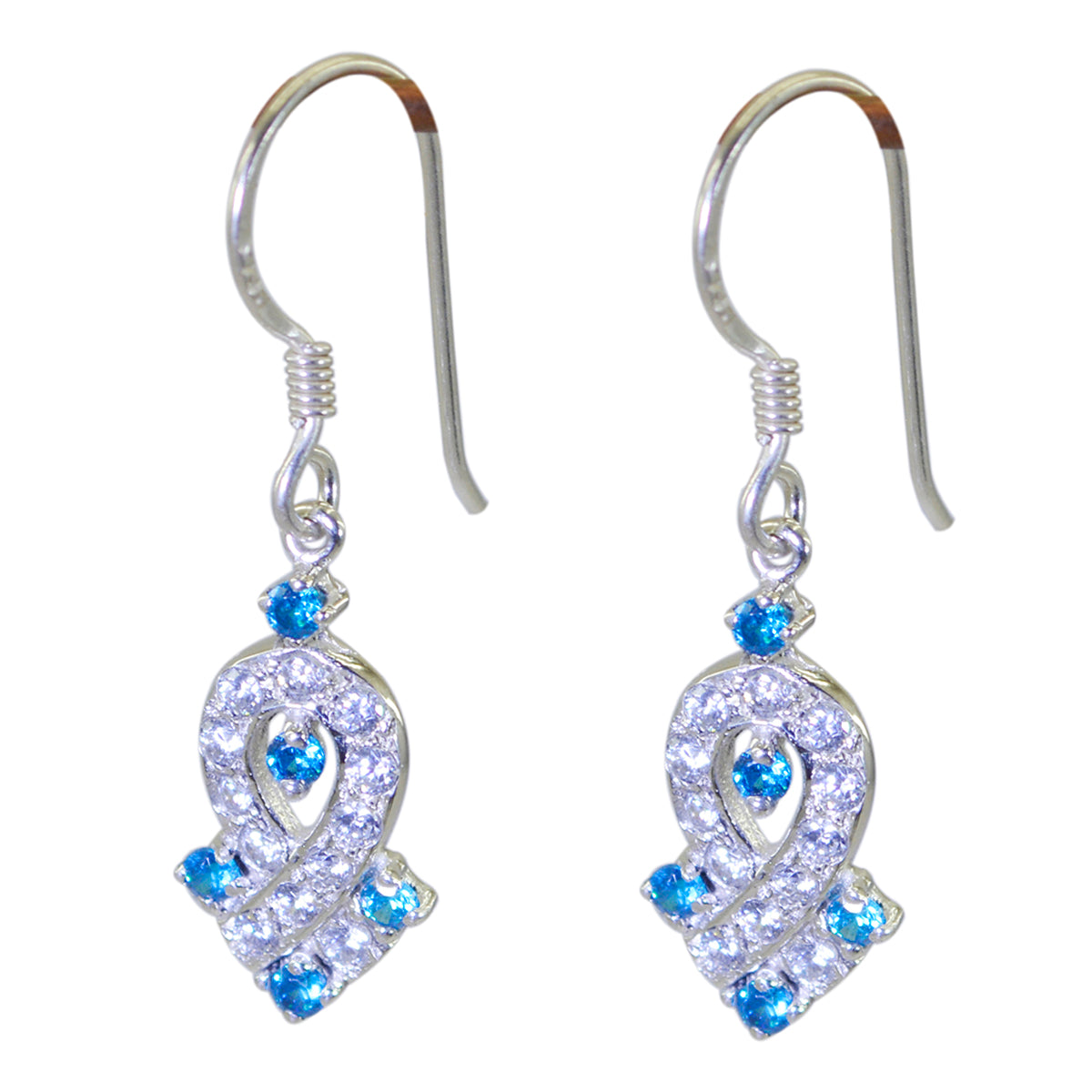 Multi-CZ-American-Elena-multiple-Dangle-multicolor-Silver-Earring