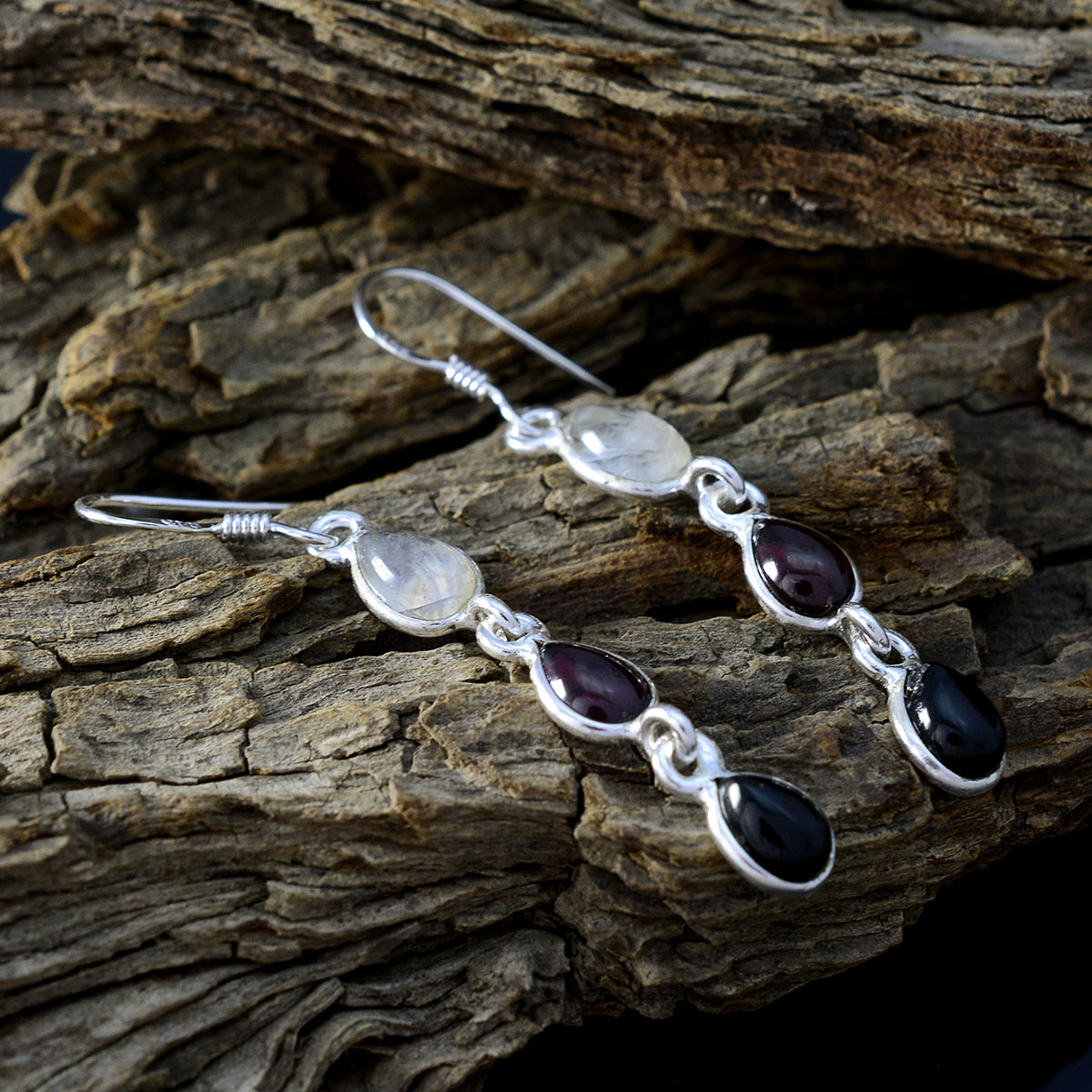 Multi-Turkish-Pilar-multiple-Dangle-multicolor-Silver-Earring