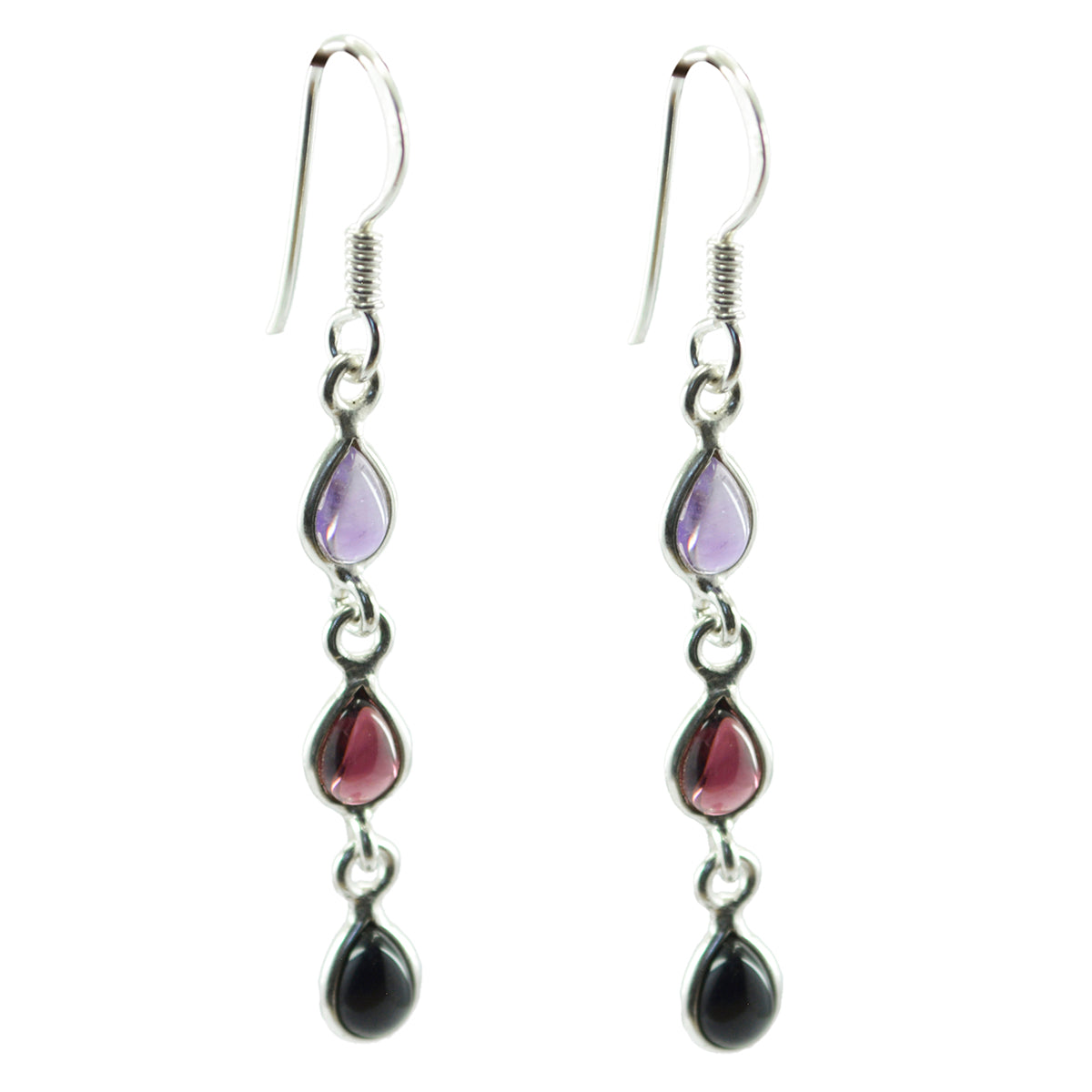 Multi-Turkish-Pilar-multiple-Dangle-multicolor-Silver-Earring Image principale du produit