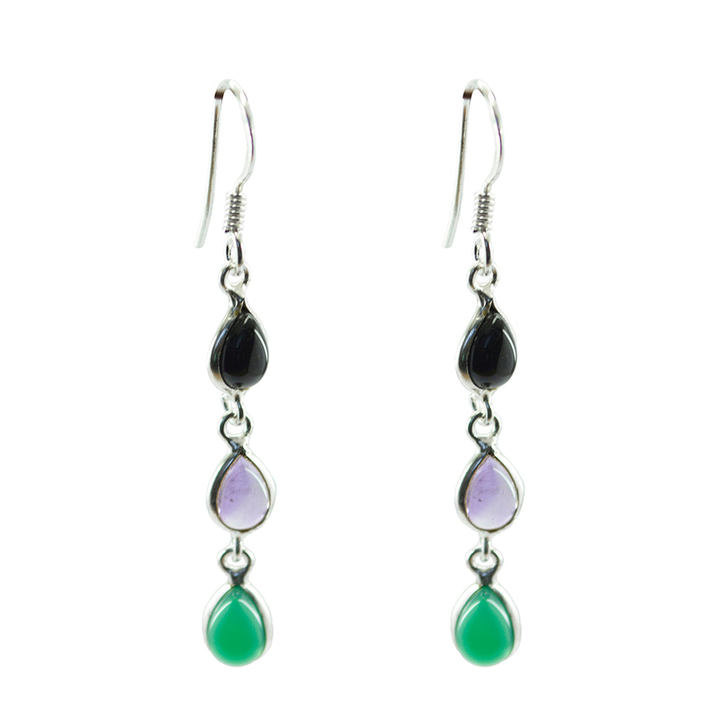 Multi-Japanese-Nova-multiple-Dangle-multicolor-925-Sterling-Silver-Earring